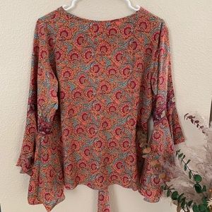 NWT Boho Bell Sleeve Cienna Silk Top